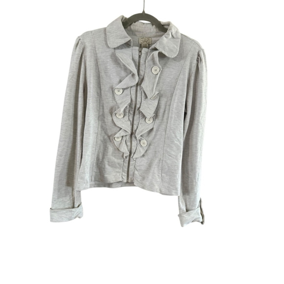 Women's Unbranded Light Gray Ruffle Blazer M - Picture 2 of 7